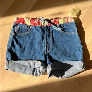 NWT Denim Women's Shorts with Floral Waistband